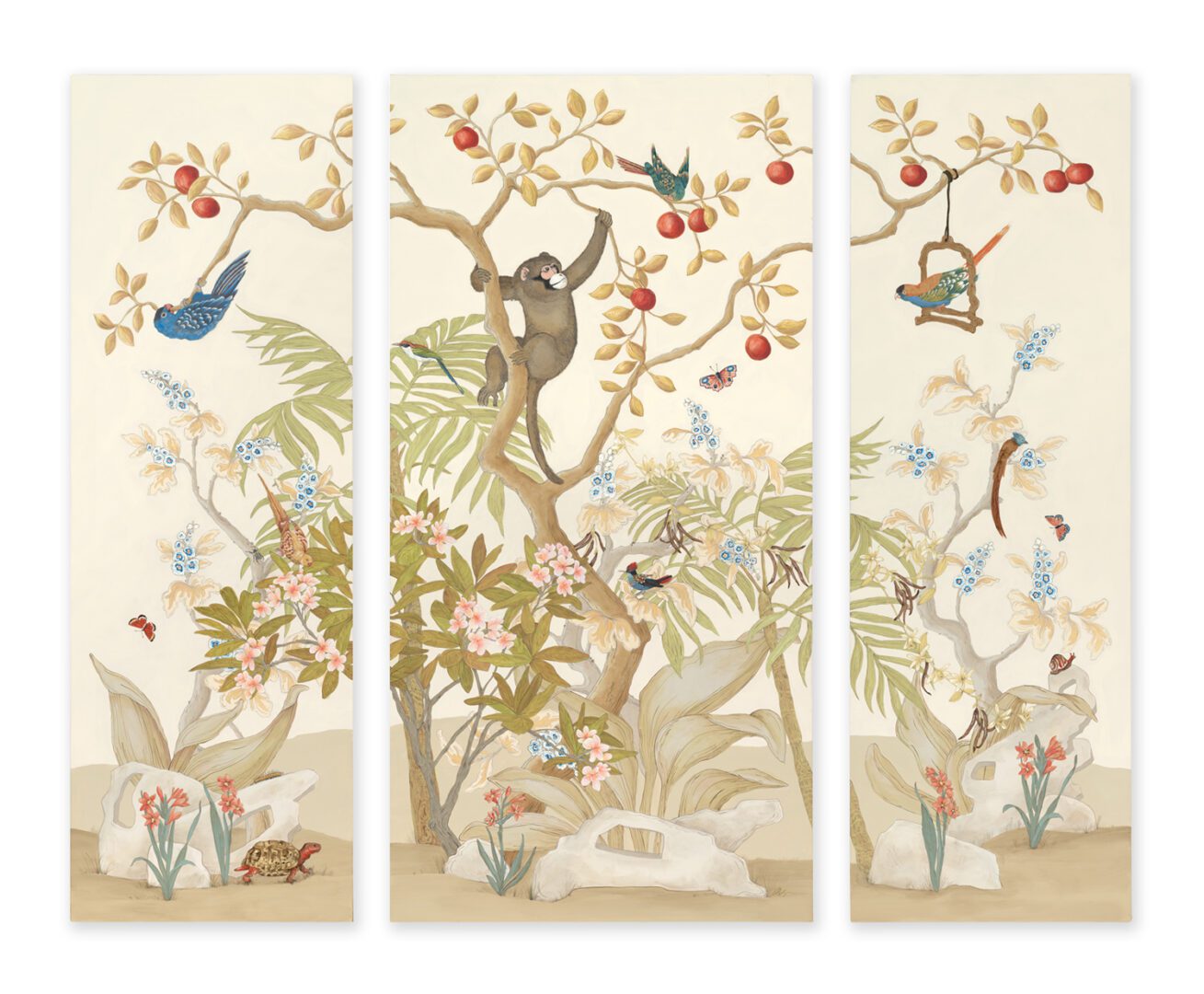 A Cosmos Monkey Chinoiserie Triptych-2017-09-0710692-Flat-10