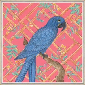 Vine-and-Dandy-framed-chinoiserie-parrot-art-by-Allison-Cosmos